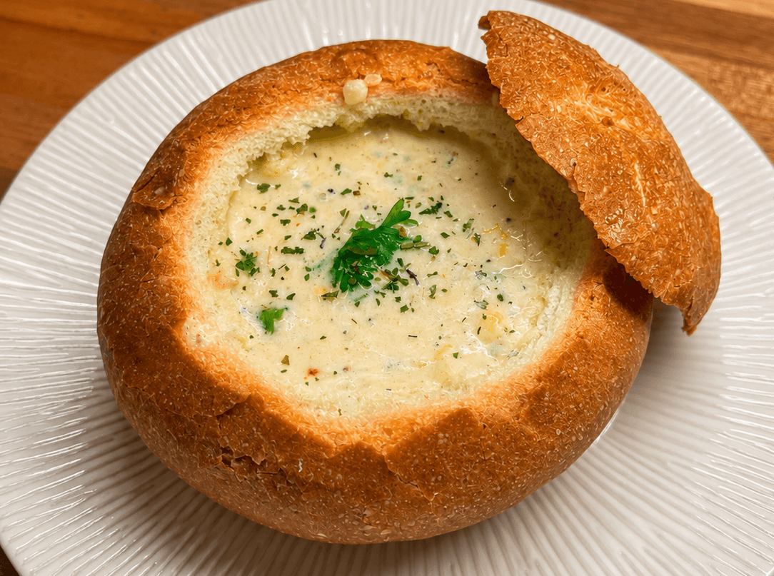 Breadbowl Cheesy Chicken soup