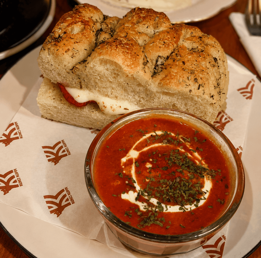 Focaccia Pepperoni and Mozzarella Dipping Tomato