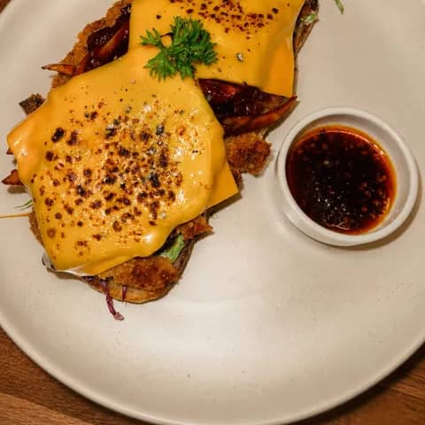 Sourdough Gochujang Chicken Katsu with cheese